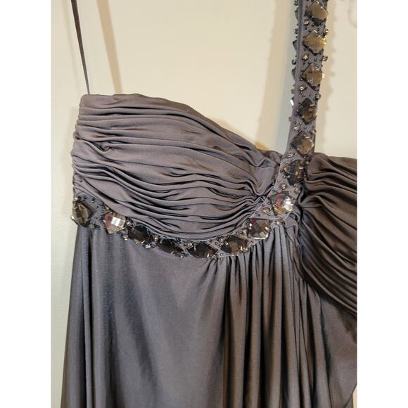 NWT Cache Ombre One Shoulder Beaded Detail Cocktail Party Dress Gray Size 8 - Picture 3 of 10